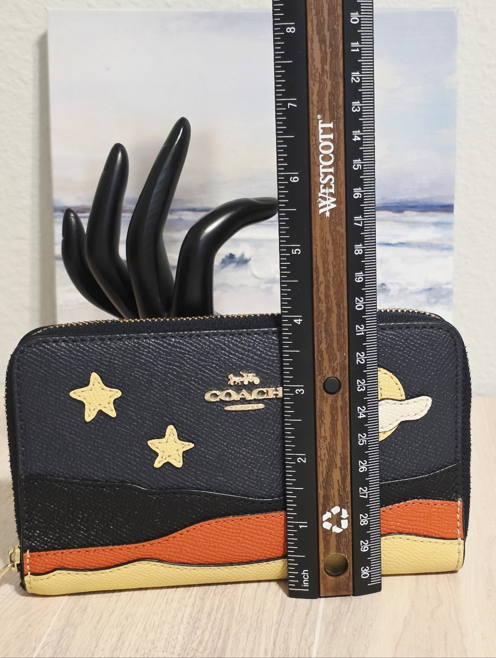 Coach C4533 Medium ID Zip Wallet Motif Night Desert Postcard in Midnight Gold - Picture 9 of 16